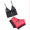 SUBBLIME - 953959 PIJAMA SEXY SATEN Y ENCAJE NEGRO-ROJO S-M