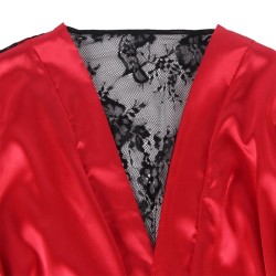 SUBBLIME - 954024 CAMISON DE ENCAJE ESPALDA TRANSPARENTE TANGA ROJO-NEGRO L-XL