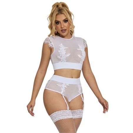 SUBBLIME - 954031 SUJETADOR PANTIES CON LIGUERO BLANCO S-M
