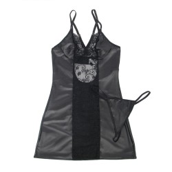 SUBBLIME - 954161 VESTIDO TANGA CUERO NEGRO S-M