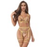 SUBBLIME - 954352 SUJETADOR TANGA LIGUEROS DISEÑO FLORAL AMARILLO L-XL