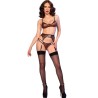 CHILIROSE - CR 4837 WILDCAT SET SUJETADOR MEDIAS TANGA LEOPARDO L