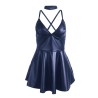 SUBBLIME - 955410 VESTIDO CON TIRANTES DE CUERO AZUL S-M