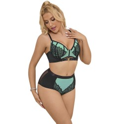 SUBBLIME - 955564 CONJUNTO SUJETADOR CON CREMALLERA DE MALLA DE CHAROL VERDE L-XL