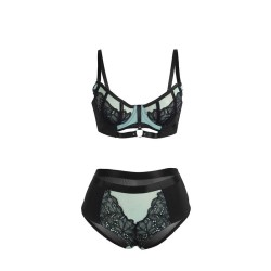 SUBBLIME - 955564 CONJUNTO SUJETADOR CON CREMALLERA DE MALLA DE CHAROL VERDE L-XL