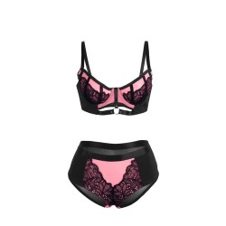 SUBBLIME - 955571 CONJUNTO SUJETADOR CON CREMALLERA DE MALLA DE CHAROL ROSA S-M