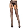 LEG AVENUE - MEDIAS DE ENCAJE CON CRUZ Y PORTALIGAS NEGRO