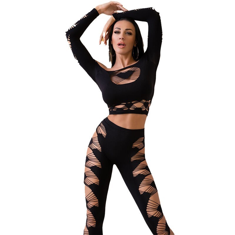 CHILIROSE - CR 4436 TOP and LEGGINS NEGRO S-L