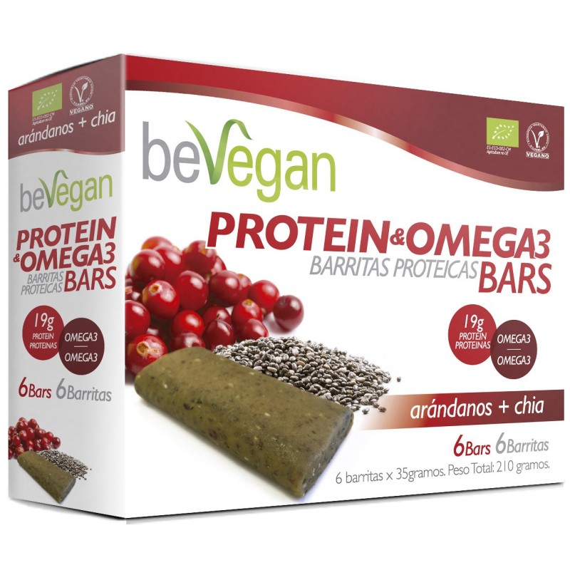 BEVEGAN BARRITAS BIO ARANDANO Y CHIA PROTEIN ANTIOXIDANTE(6x36 GR)