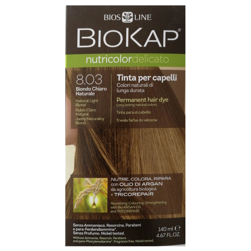 TINTE BIOKAP DELICATO 8.03 RUBIO CLARO NATURAL 140 ML