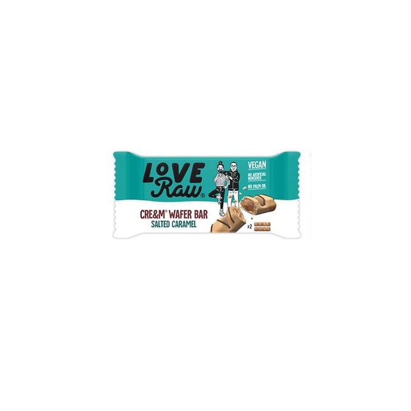 LOVE RAW – VEGAN BARQUILLOS RELLENOS DE CARAMELO SALADO 2 x 22.5g