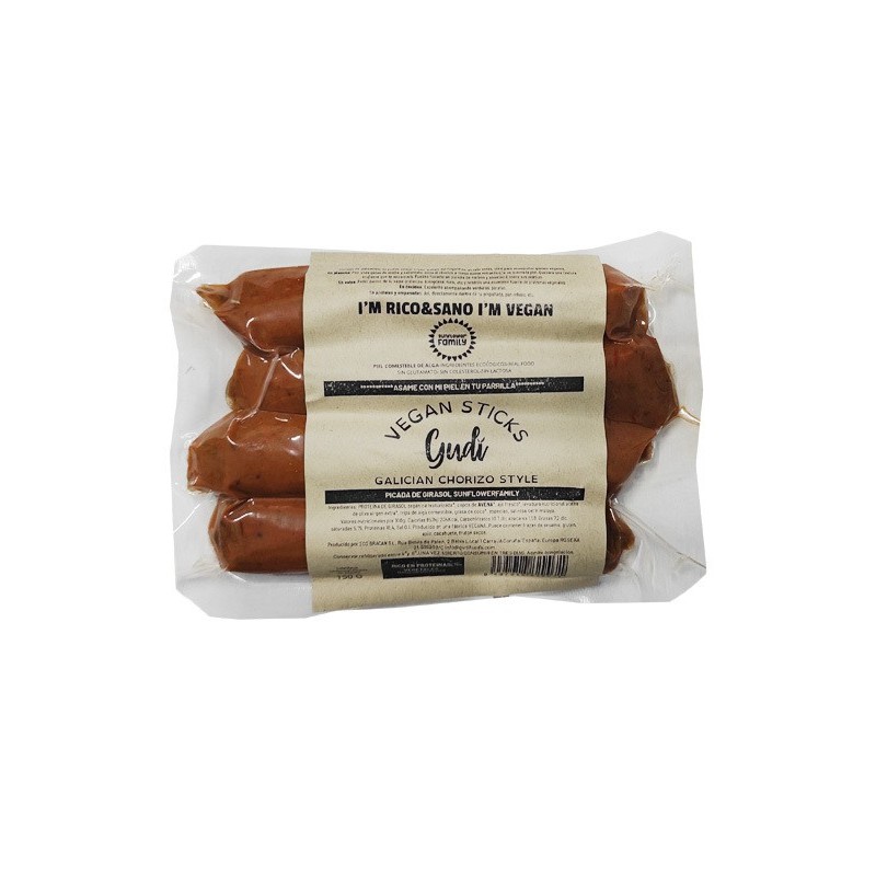 GUDI VEGAN STICKS CHORIZO GIRASOL 150G BIO