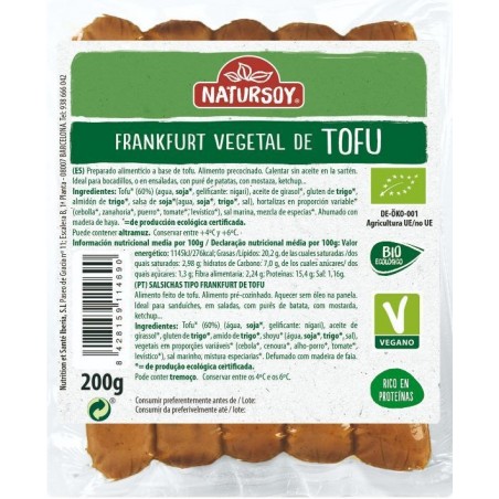 REFRIG SALCHICHA VEGETAL FRANKFURT DE TOFU BIO NATURSOY  200 G