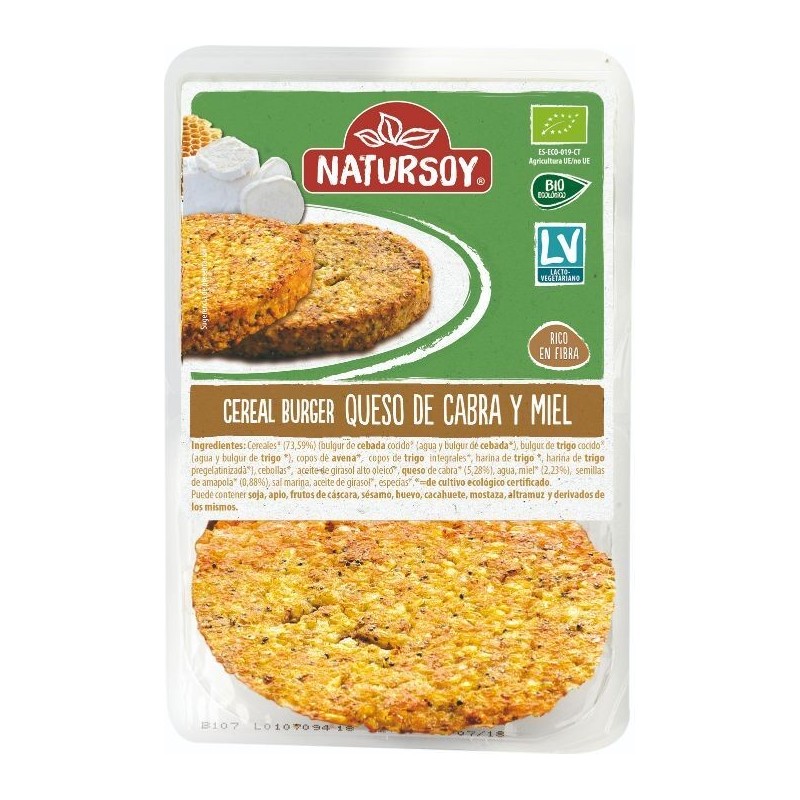 REFRIG HAMBURGUESA VEGETAL DE CEBADA  QUESO DE CABRA Y MIEL BIO NATURSOY  200 G