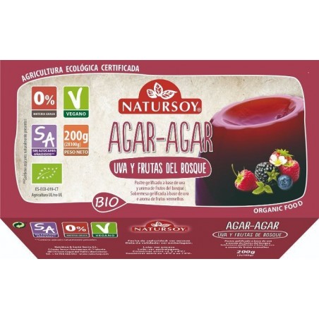 REFRIG POSTRE AGAR AGAR UVA Y FRUTAS DEL BOSQUE NATURSOY  200 G