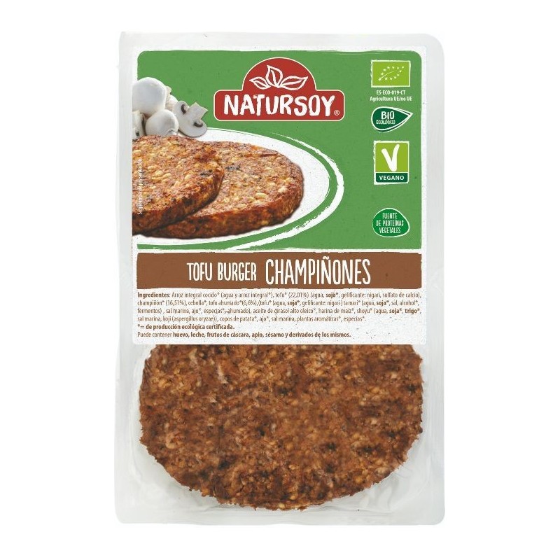 REFRIG HAMBURGUESA VEGETAL DE TOFU Y CHAMPIÑON 2 UND. 160 g Natursoy