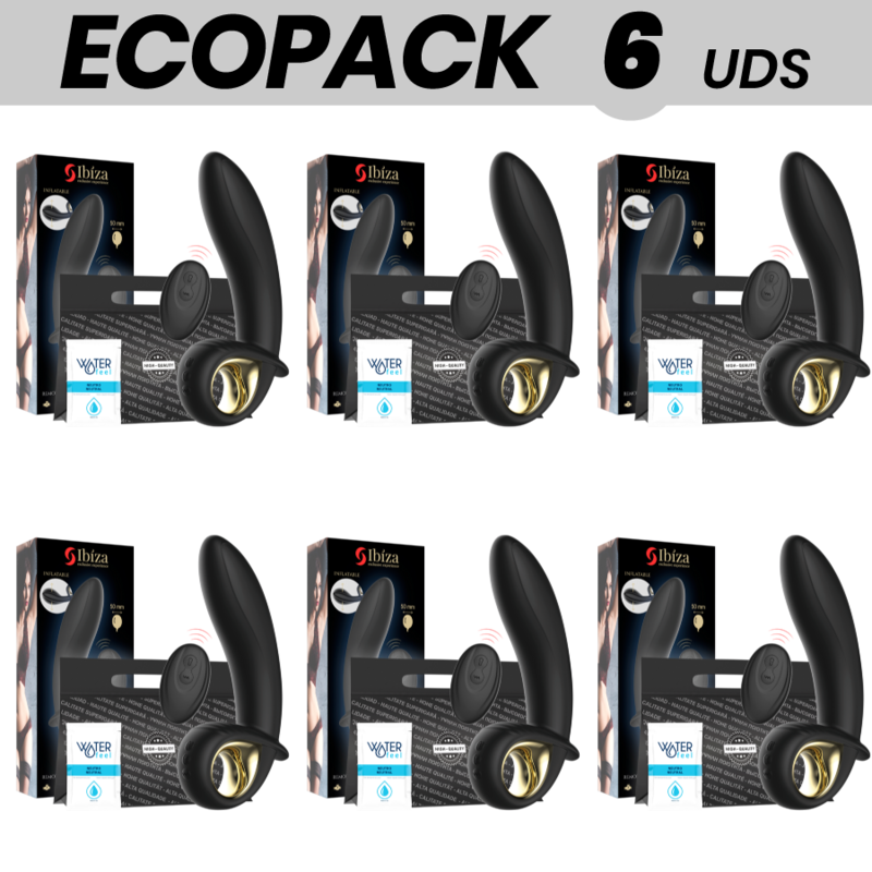 ECOPACK 6 UDS - IBIZA POTENTE VIBRADOR HINCHABLE ANAL-VAGINAL CONTROL REMOTO