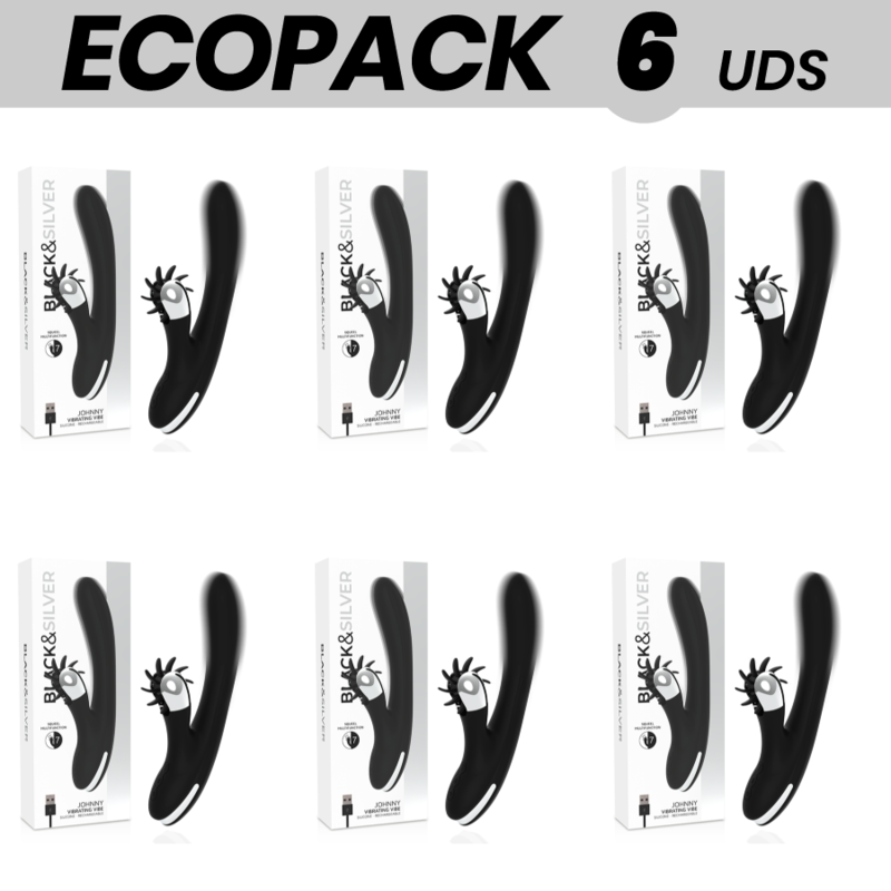 ECOPACK 6 UDS - BLACKandSILVER BUNNY JOHNNY VIBRATING VIBE