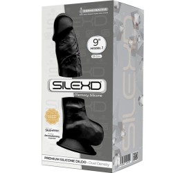 SILEXD - MODELO 1 PENE REALÍSTICO SILICONA PREMIUM SILEXPAN NEGRO 23 CM