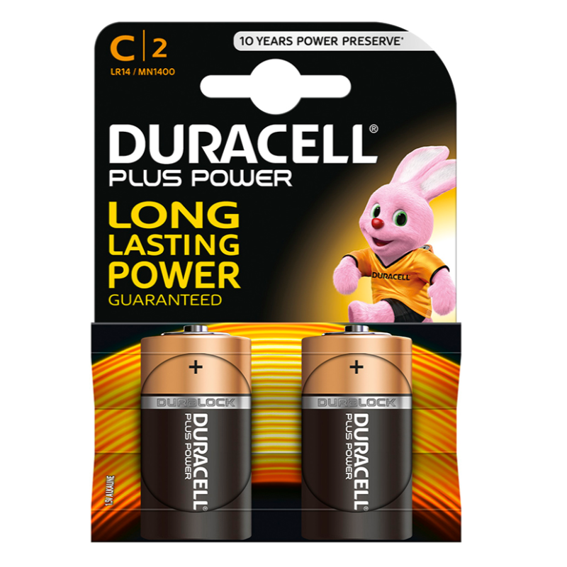 DURACELL - PLUS POWER PILA ALCALINA C LR14 BLISTER 2 UNIDADES