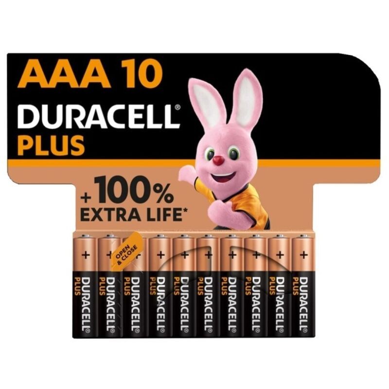 DURACELL - PLUS POWER 100 ALKALINE BATTERY AAA LR03 BLISTER 10