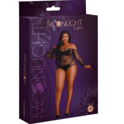 MOONLIGHT - MODELO 9 BODY MANGA LARGA NEGRO BRILLANTE TALLA ÚNICA - PLUS SIZE