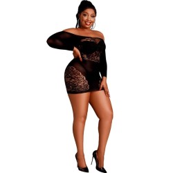 MOONLIGHT - MODELO 7 VESTIDO MANGA LARGA NEGRO TALLA ÚNICA - PLUS SIZE