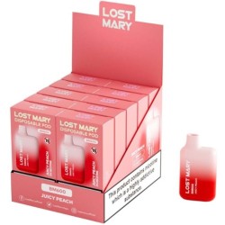 LOST MARY - (PACK PROFESIONAL EXPOSITOR - 10 UNIDADES) BM600 VAPER NICOTINA 2 DESECHABLE SABOR MELOCOTÓN