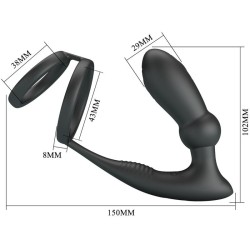 PRETTY LOVE - EMONI ANILLO PENE PLUG ANAL 12 VIBRACIONES NEGRO