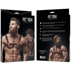 FETISH SUBMISSIVE ATTITUDE - ARNÉS ECOPIEL PECHO HOMBRE NEGRO-ROJO