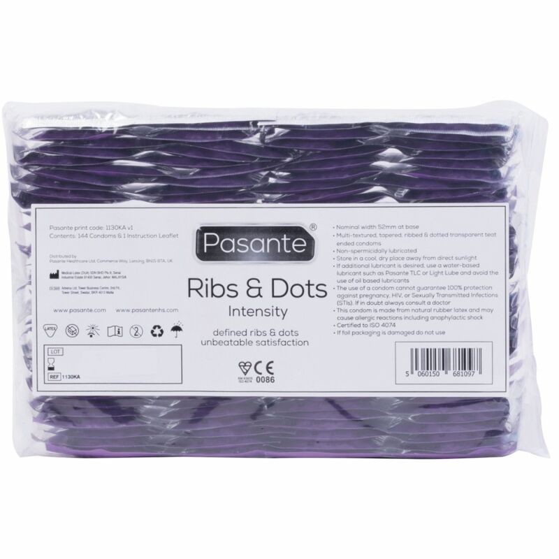 PASANTE - RIBS and DOTS PRESERVATIVOS INTENSITY 144 UNIDADES