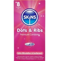 SKINS - DOTS and RIBS PRESERVATIVOS PREMIUM PACK 8