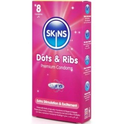 SKINS - DOTS and RIBS PRESERVATIVOS PREMIUM PACK 8