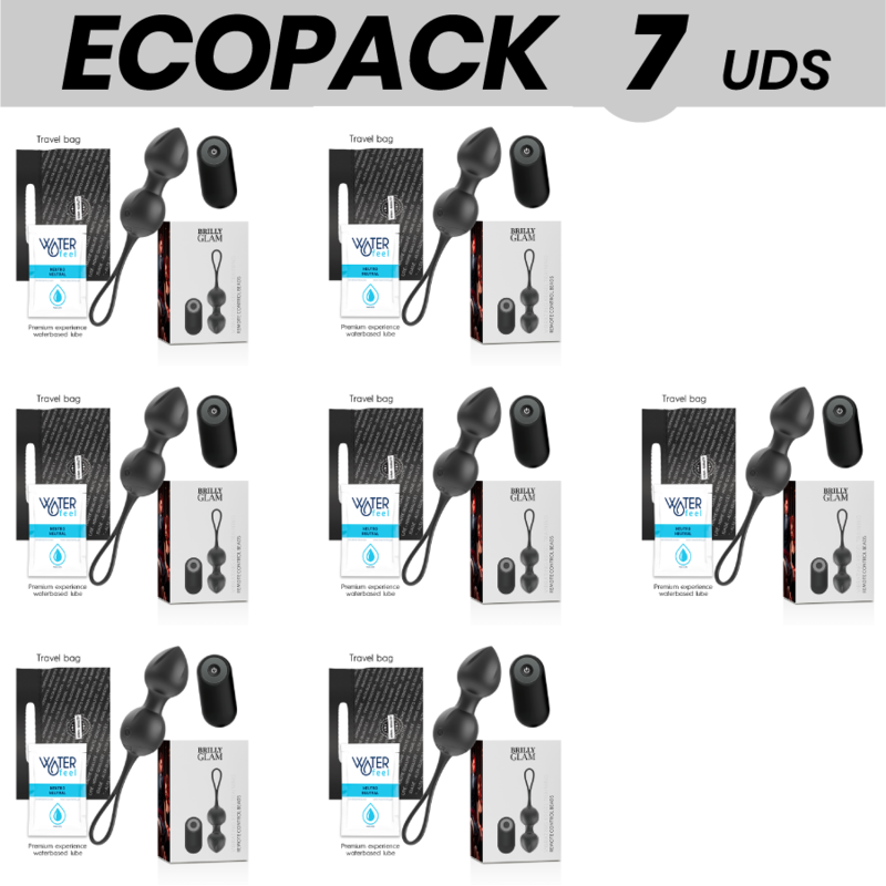 ECOPACK 7 UDS - BRILLY GLAM VIBRATING KEGEL BEADS CONTROL REMOTO