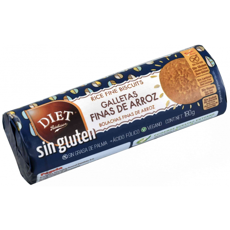 GALLETAS FINAS ARROZ SIN GLUTEN 180 GR