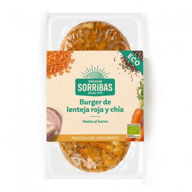 REFRIG BURGER VEGETAL DE LENTEJA ROJA Y CHIA 160g Sorribas