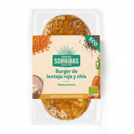 REFRIG BURGER VEGETAL DE LENTEJA ROJA Y CHIA 160g Sorribas