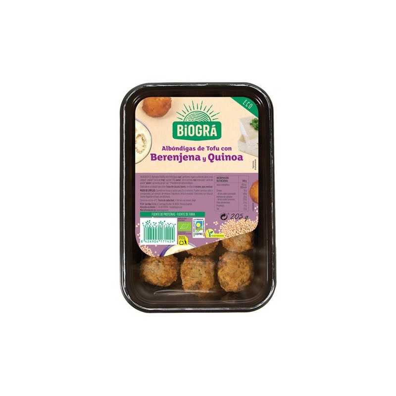 ALBÓNDIGAS BIO DE TOFU, BERENJENAS Y QUINOA 205 g