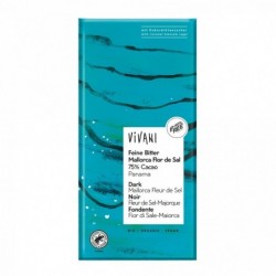 CHOCOLATE BIO NEGRO 75% PANAMÁ CON FLOR DE SAL DE MALLORCA 80GR - VIVANI