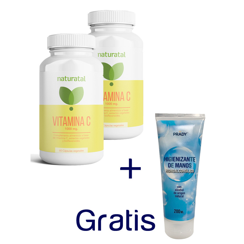 PACK 2 VITAMINA C  y  1 GEL HIDROALCOHOLICO 200 ml DE REGALO