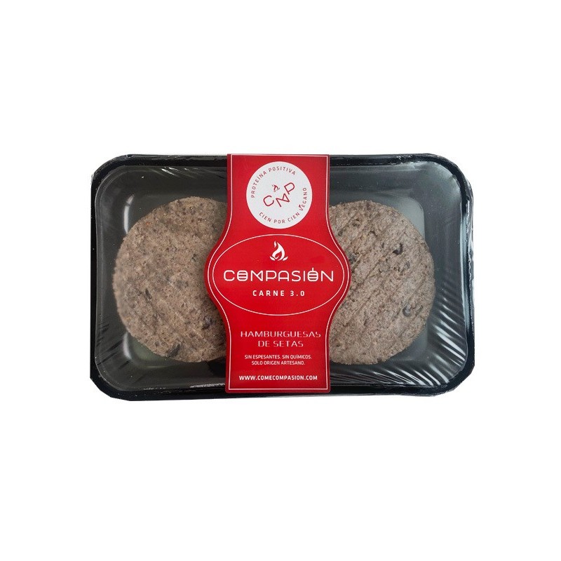 CONGELADO  HAMBURGUESA SETAS (SHITAKE, PORTOBELLO, CHAMPIÑON) 2 X 120 GRS COMPASIÓN