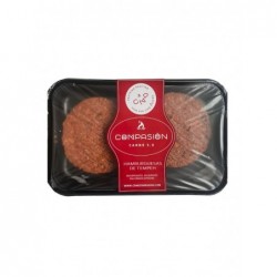 CONGELADO  HAMBURGUESA TEMPEH (TEMPEH, ANACARDOS, MOSTAZA, BARBACOA...) 2 X 120 GRS COMPASIÓN