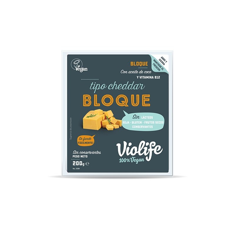 REFRIG QUESO VIOLIFE CHEDDAR BLOQUE 200 GR.