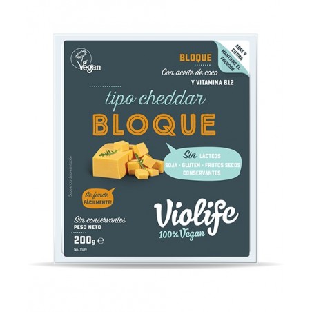 REFRIG QUESO VIOLIFE CHEDDAR BLOQUE 200 GR.