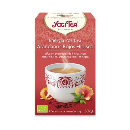 YOGI TEA ENERGIA POSITIVA ARANDANOS ROJOS HIBISCO BIO 17 BOLSITAS
