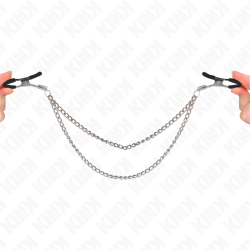 KINK - PINZAS PARA PEZONES CON DOBLE CADENA GRUESA PLATEADO 20-23 CM