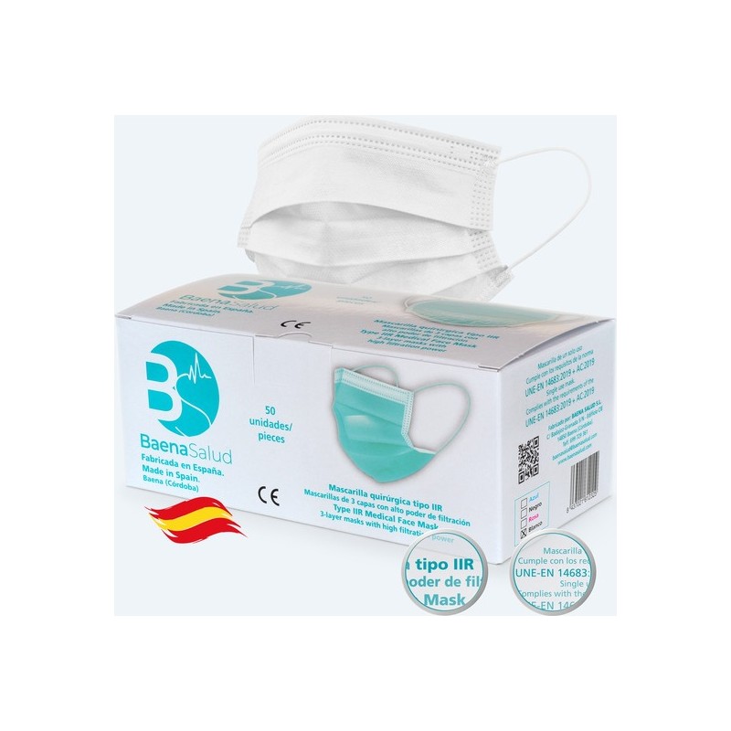 50 MASCARILLAS HIGIÉNICAS MASCARILLAS QUIRÚRGICAS DESHECHABLES TIPO IIR