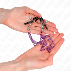 KINK - PINZAS PARA PEZONES CON TRIPLE CADENA VIOLETA 20-23-28 CM