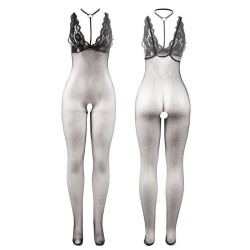SUBBLIME - 951993 BODYSTOCKING CROTCHLESS DE REJILLA TRANSPARENTE NEGRO TALLA ÚNICA