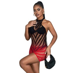 SUBBLIME - 952242 VESTIDO DE REJILLA ELÁSTICO DEGRADADO ROJO Y NEGRO TALLA ÚNICA